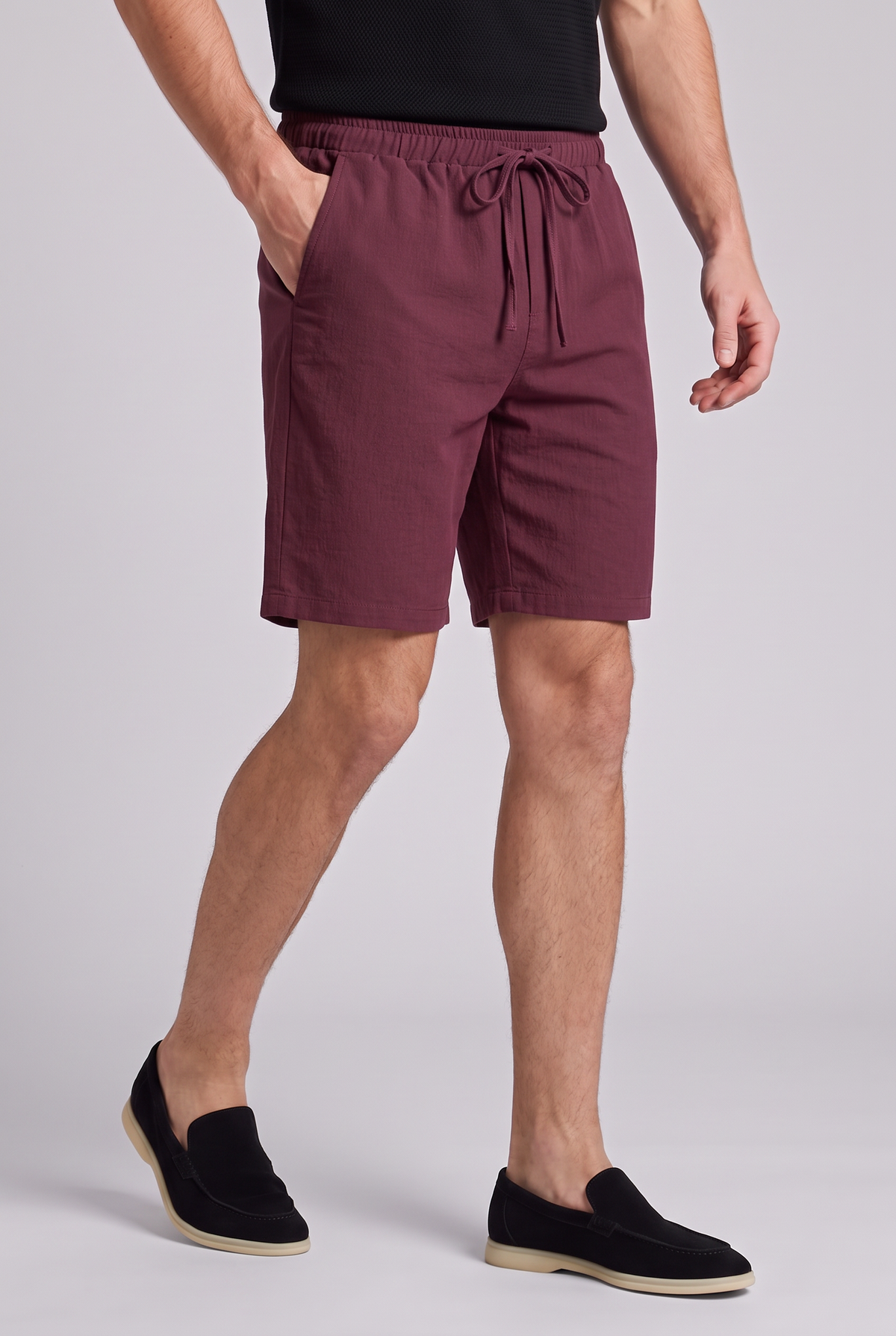 The Rimini Cotton Shorts - Wine Red