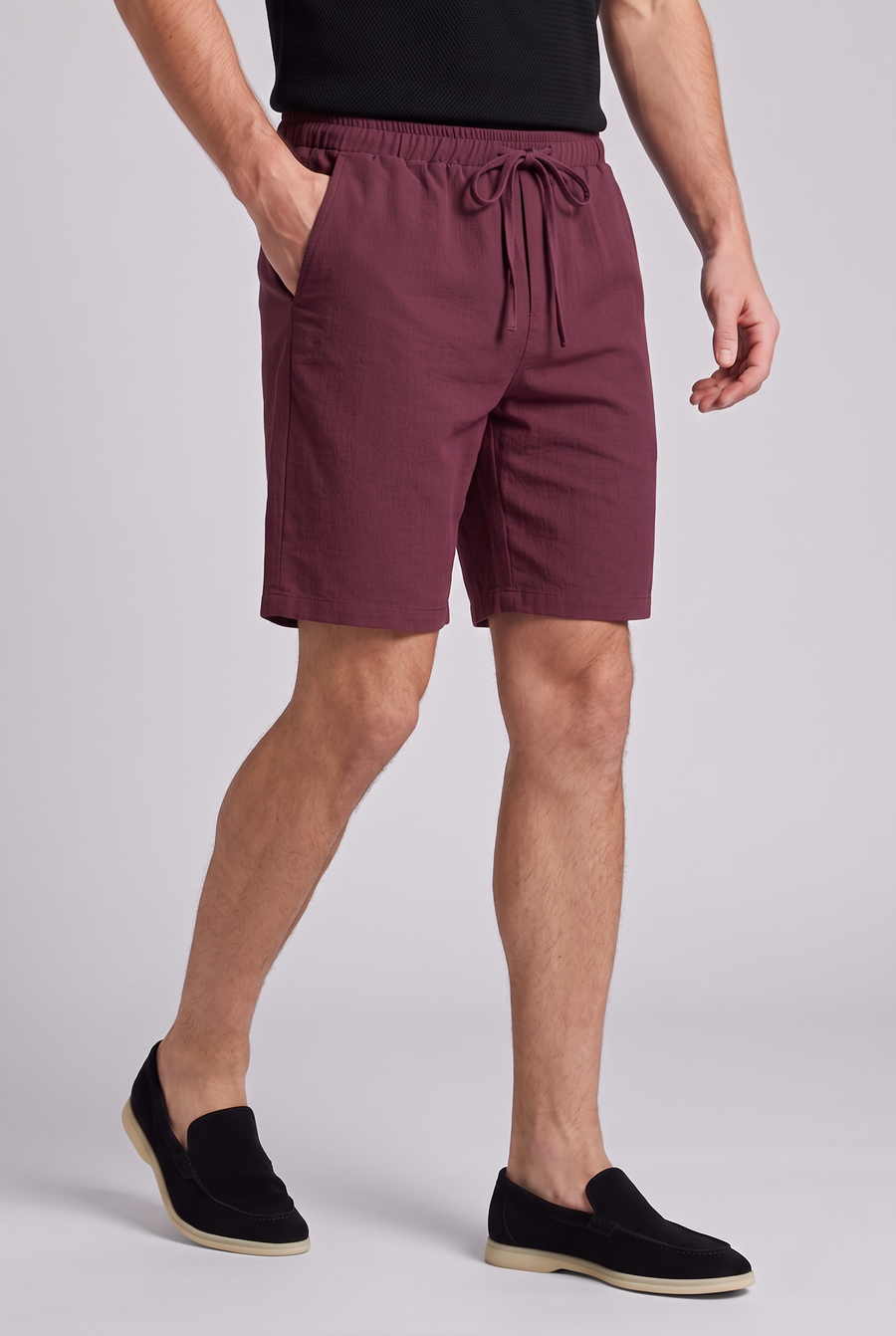 The Rimini Cotton Shorts - Wine Red