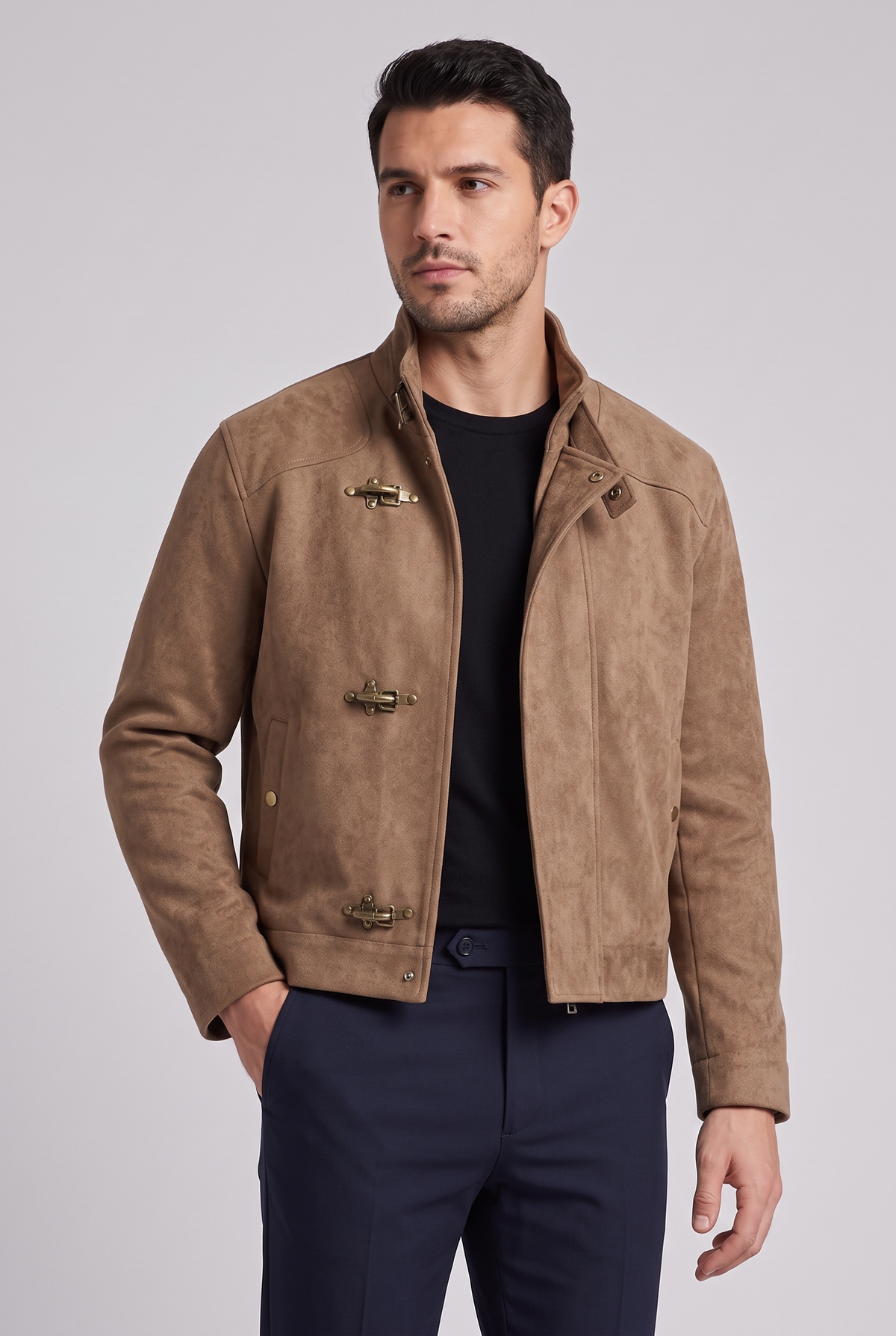 The Roma Suede Jacket - Light brown