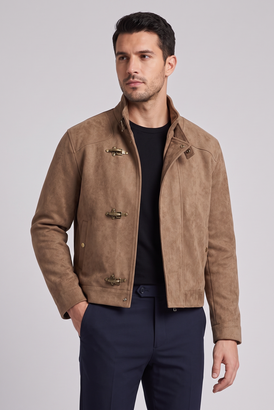 The Roma Suede Jacket - Light brown