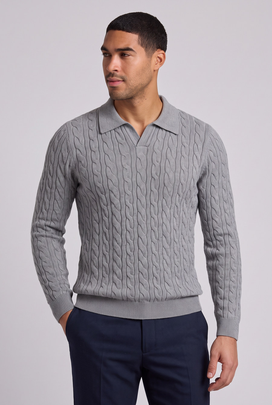 The Adriano Cable Sweater - Gray