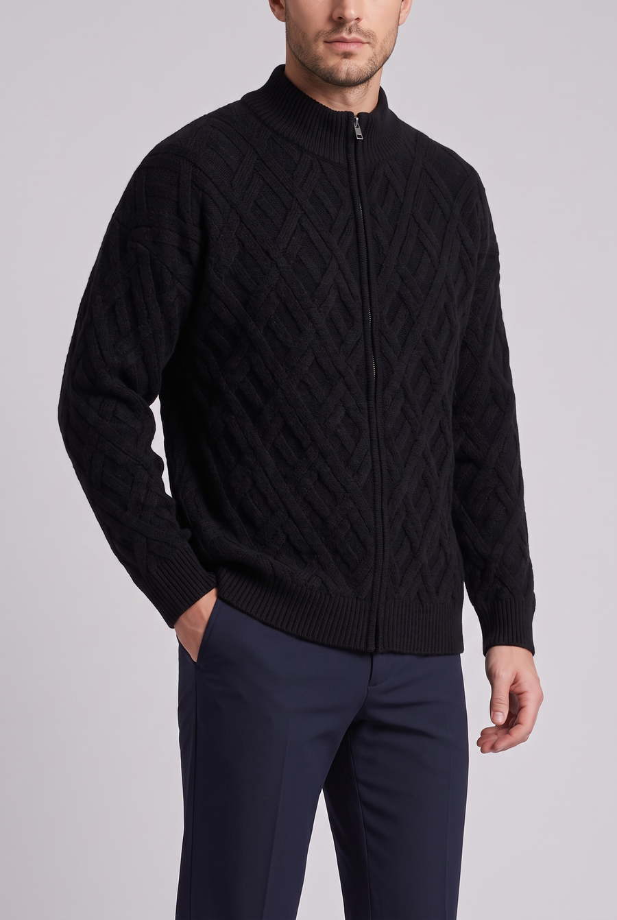 The Adriano Cable Cardigan - Black