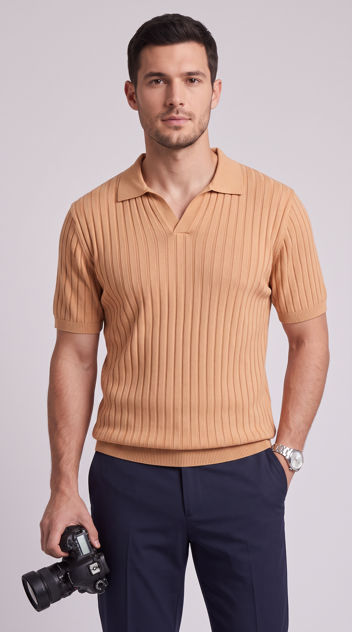 The Essenza Knit Polo - K02 Apricot
