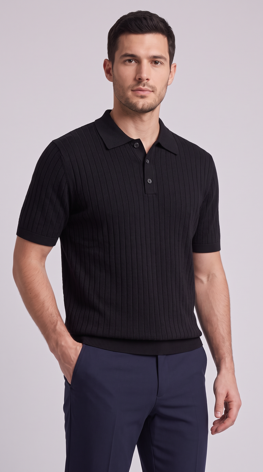 The Essenza Knit Polo - K03 Black