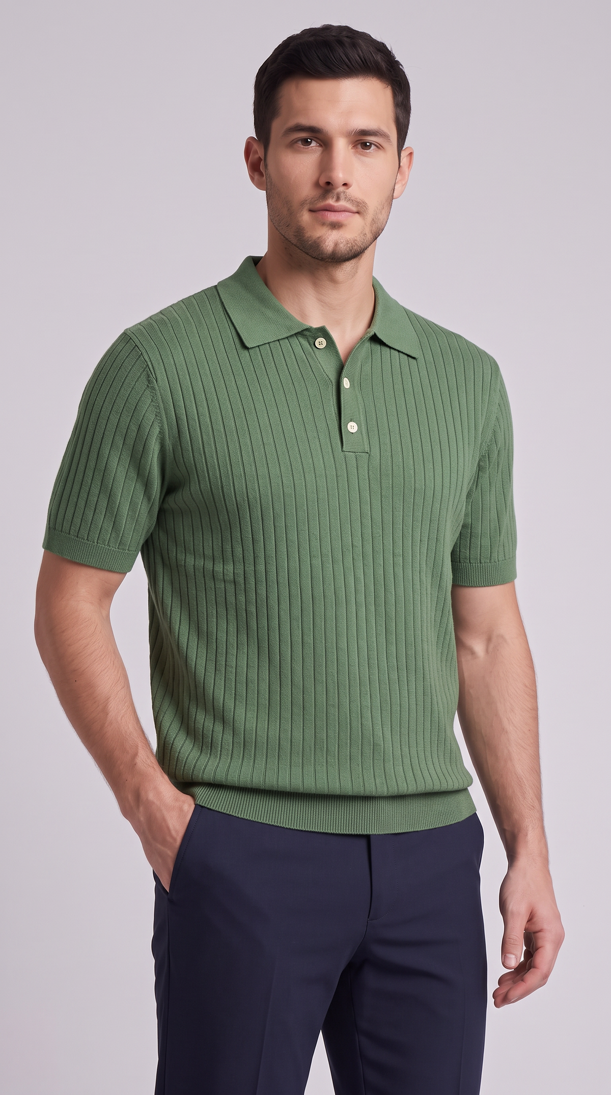 The Essenza Knit Polo - K03 Green
