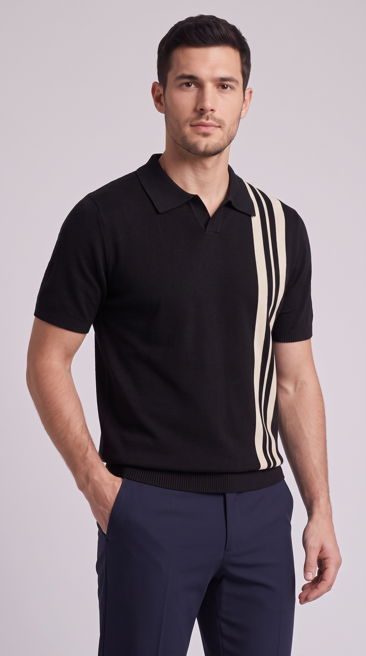 The Essenza Knit Polo - K04 Black
