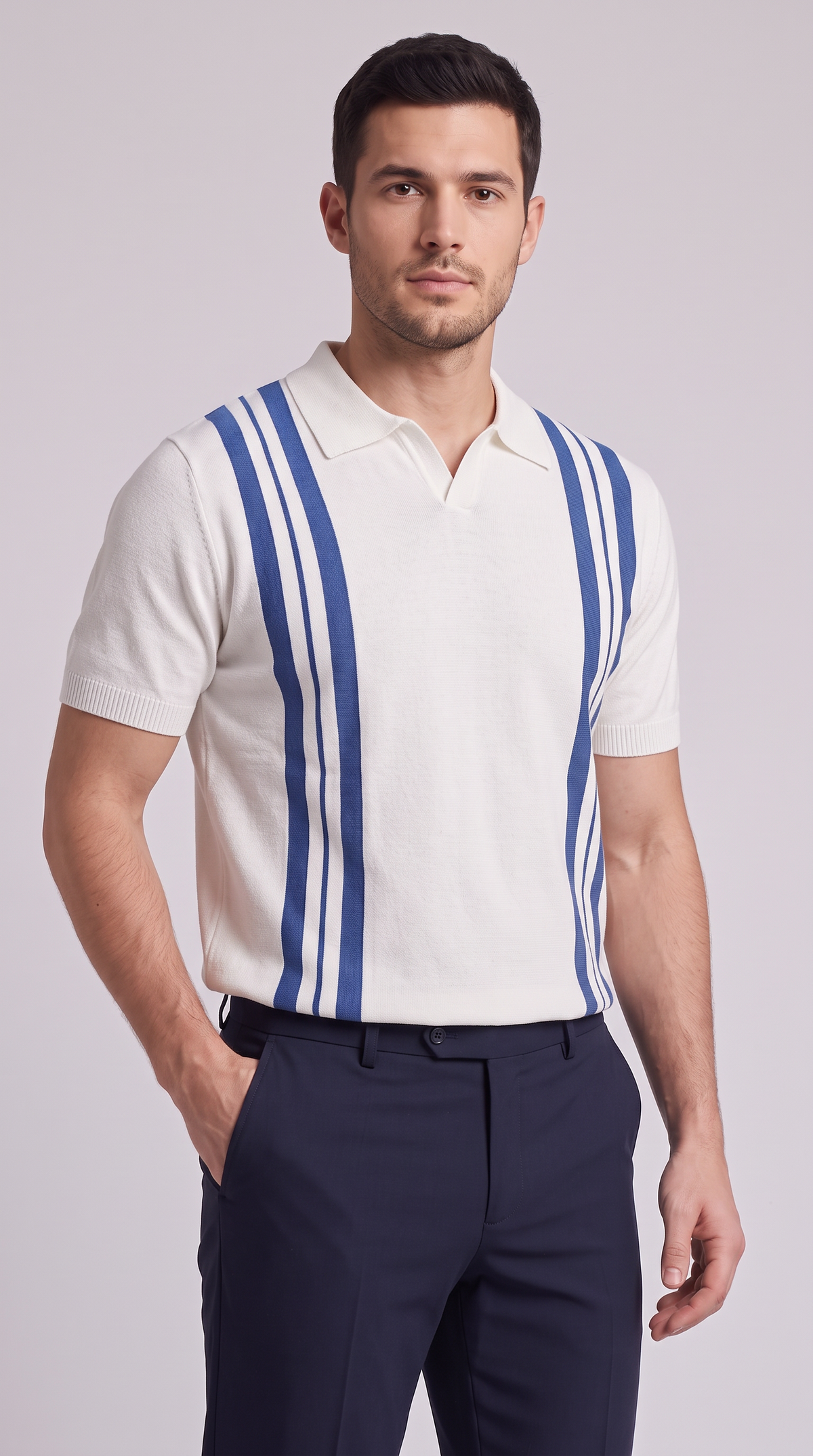 The Essenza Knit Polo - K04 White