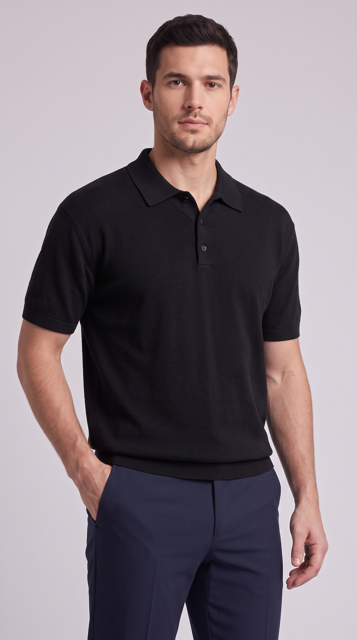 The Essenza Knit Polo - K05 Black