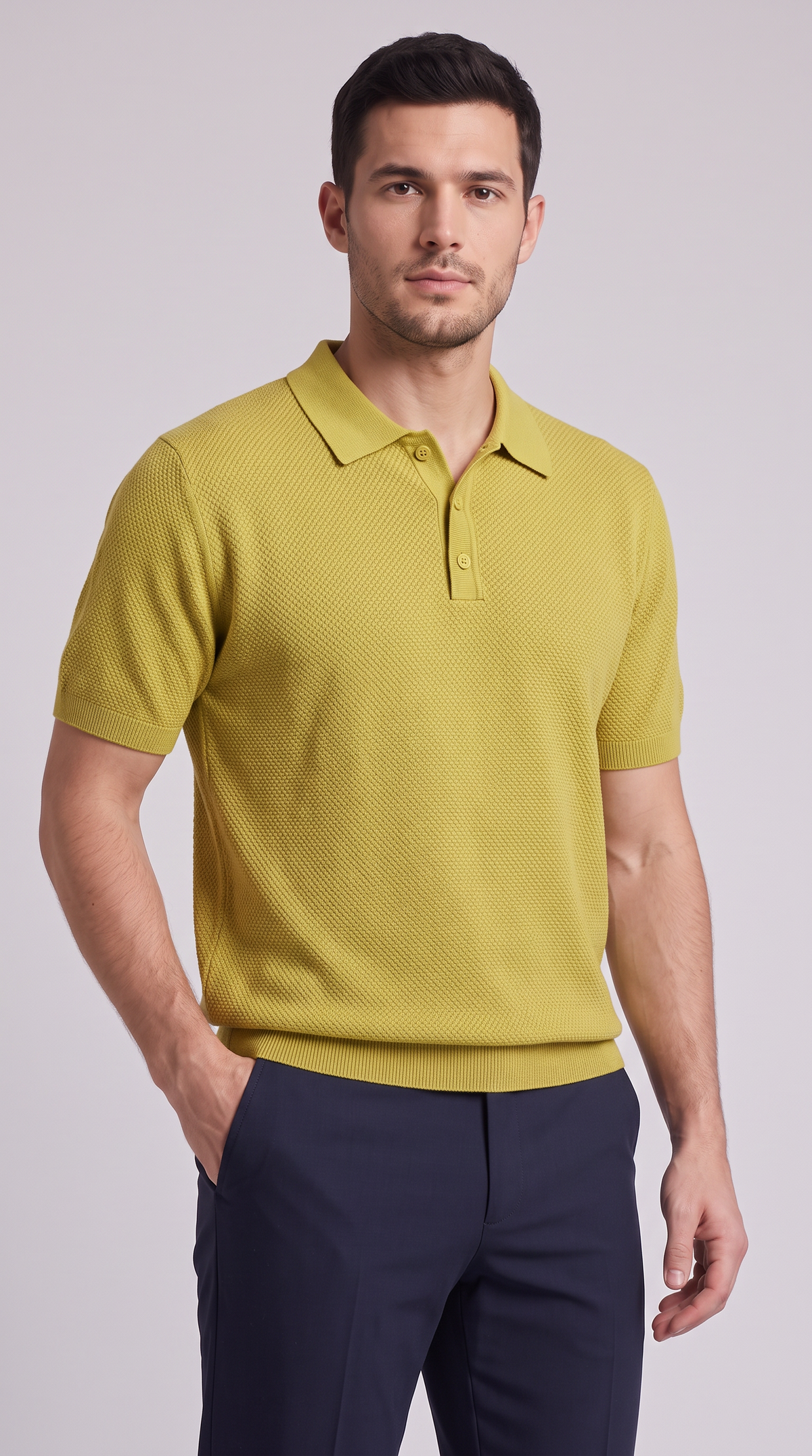 The Essenza Knit Polo - K07 Yellow