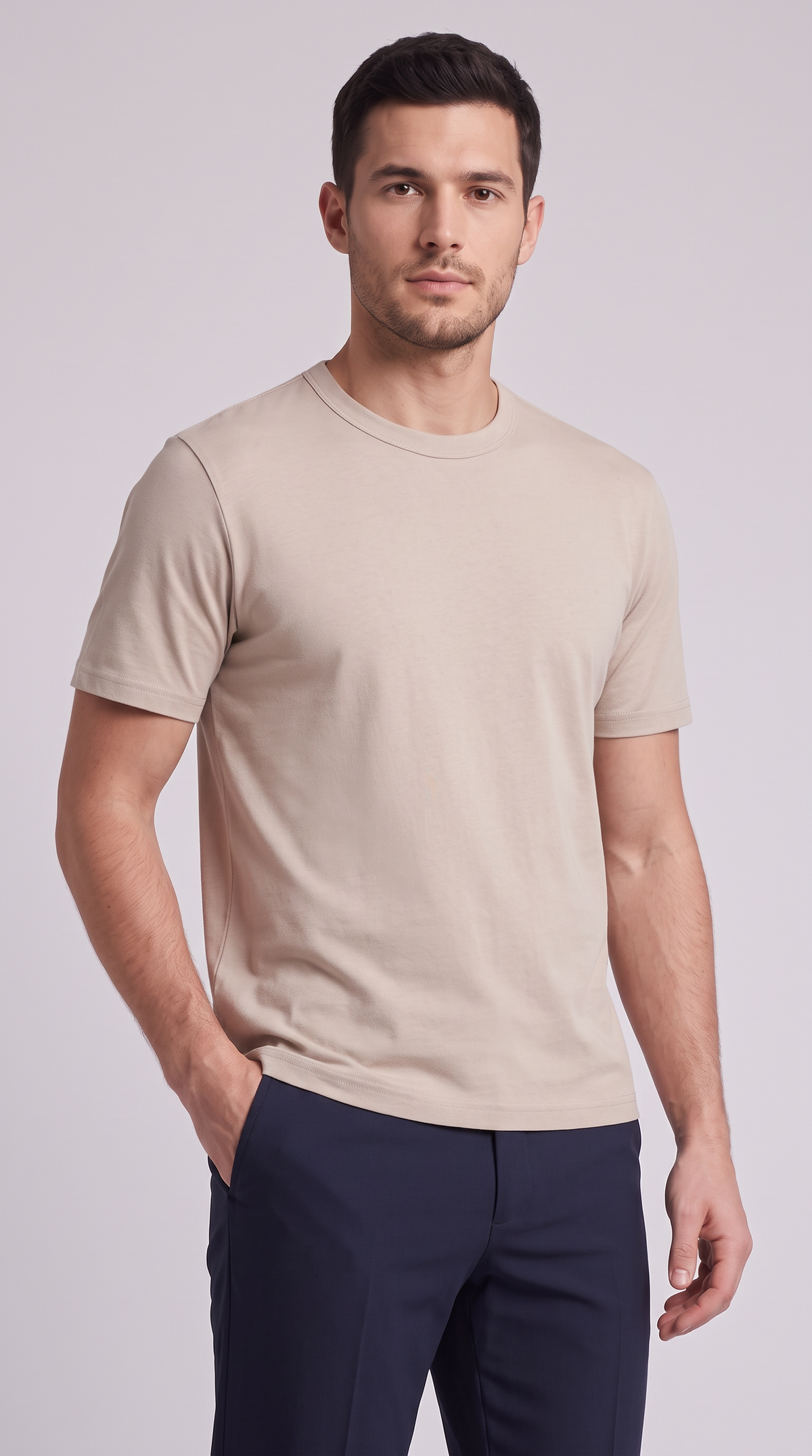 The Essenza Slim Tee - Beige