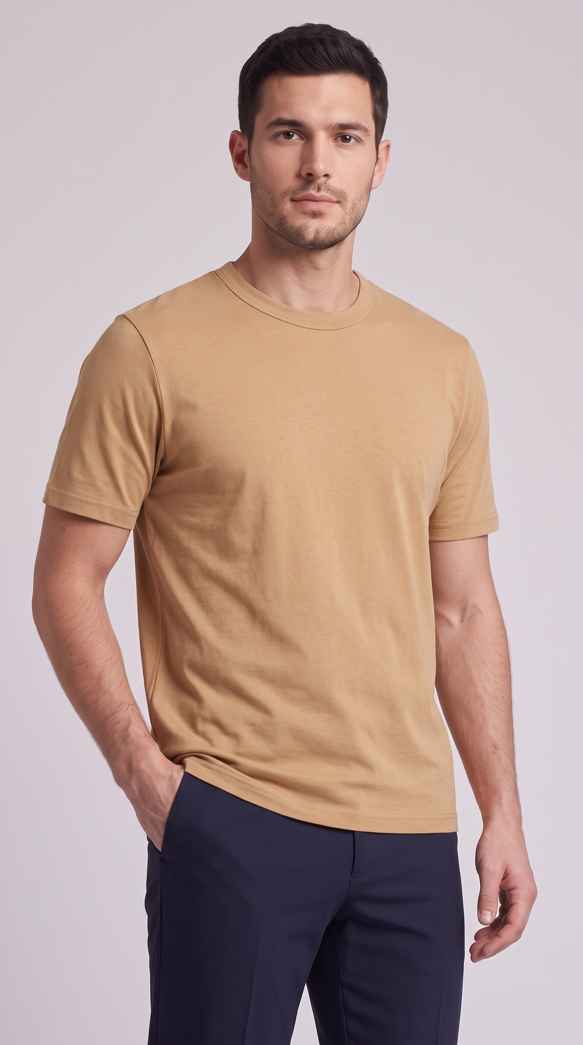 The Essenza Slim Tee - Camel yellow
