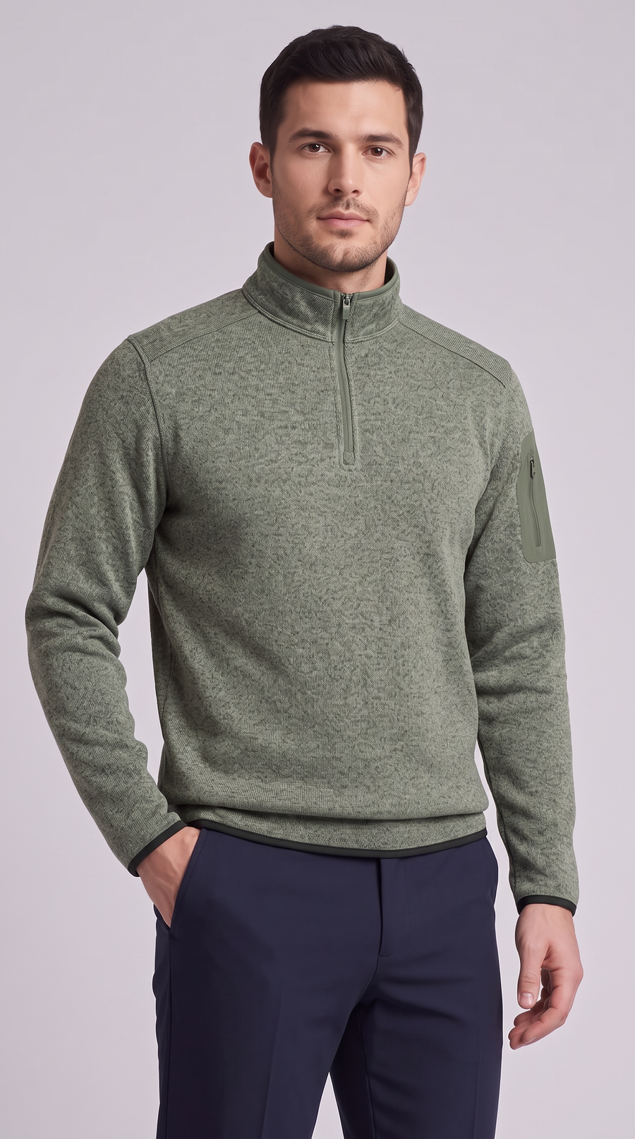 The Vittorio Quarter Zip - Misty Deep Green