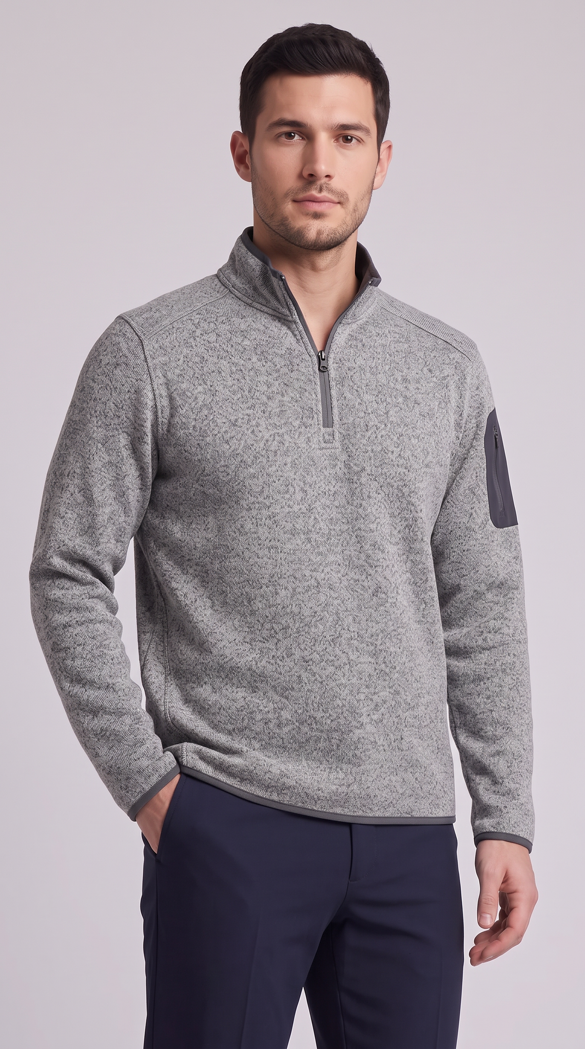 The Vittorio Quarter Zip - Glacier Gray
