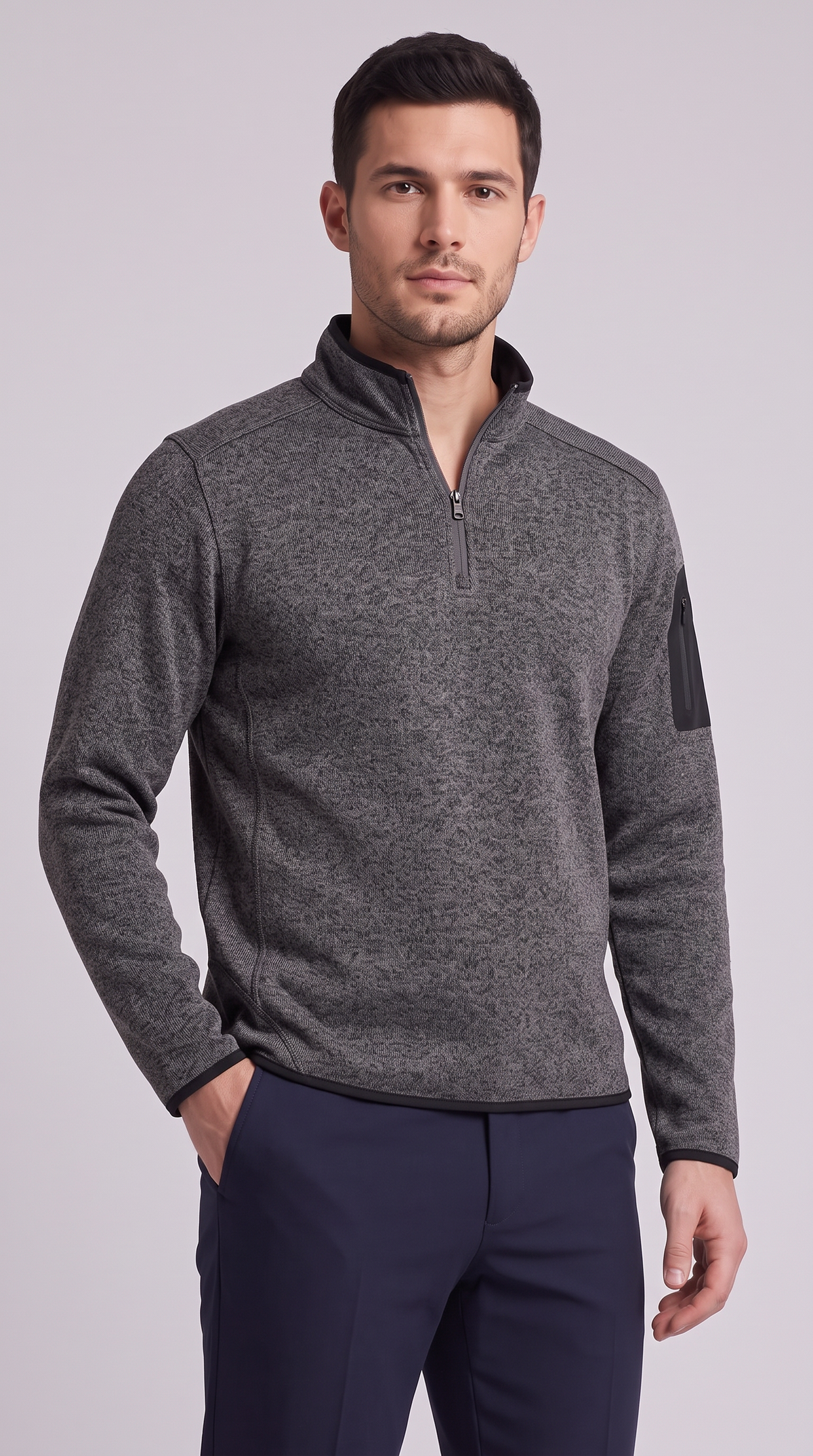 The Vittorio Quarter Zip - BlackGray