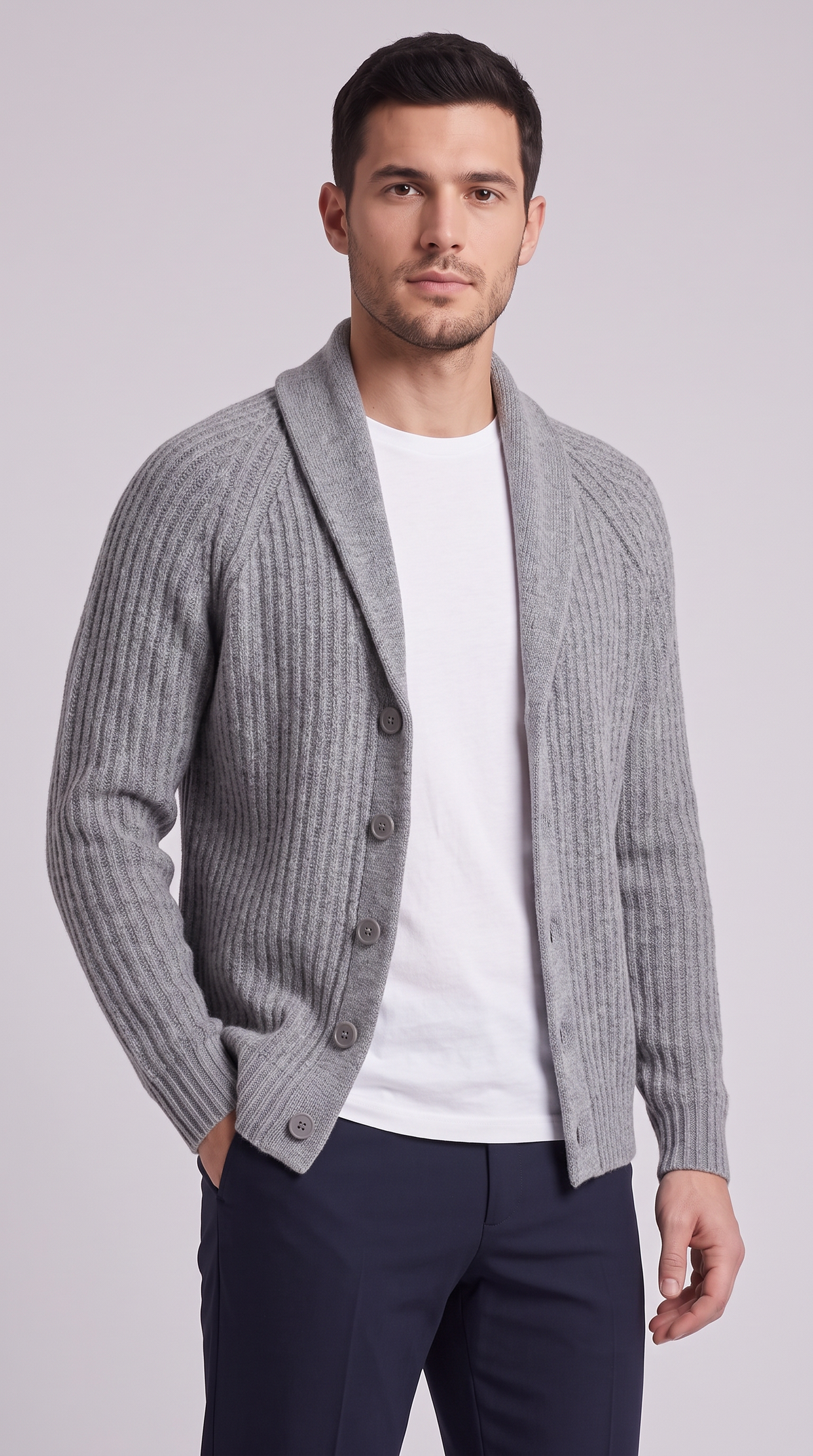 The Como Shawl Cardigan - Grey
