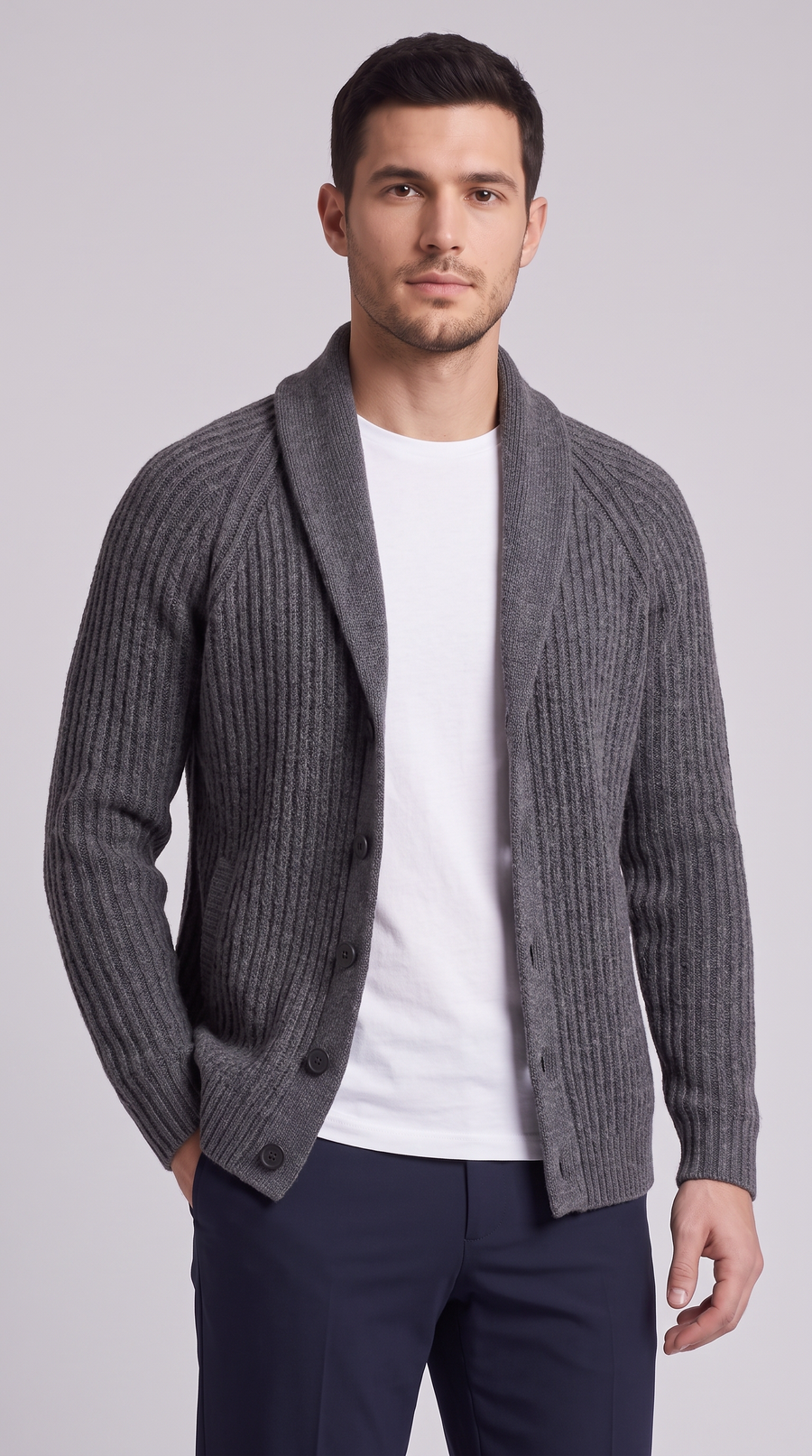 The Como Shawl Cardigan - Dark Grey