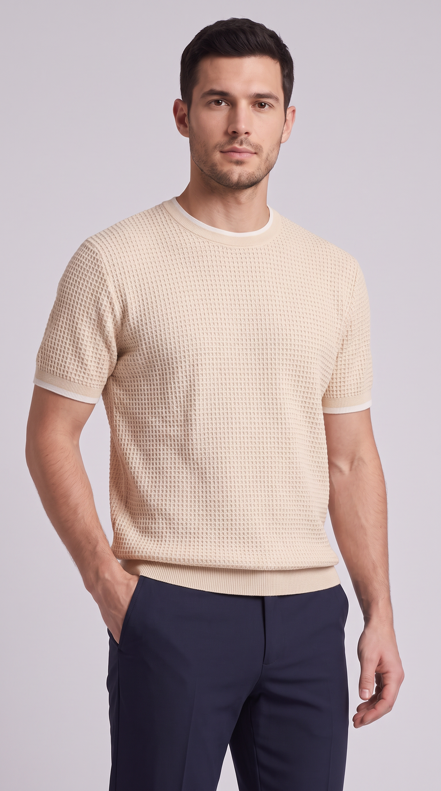 The Eleganza Knit Tee - Apricot