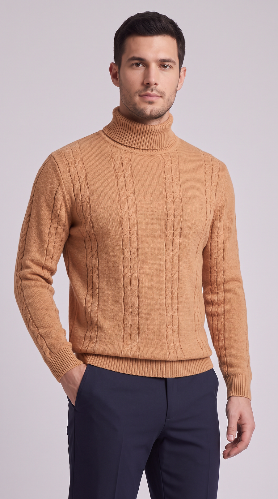 The Alba Turtleneck - Apricot color