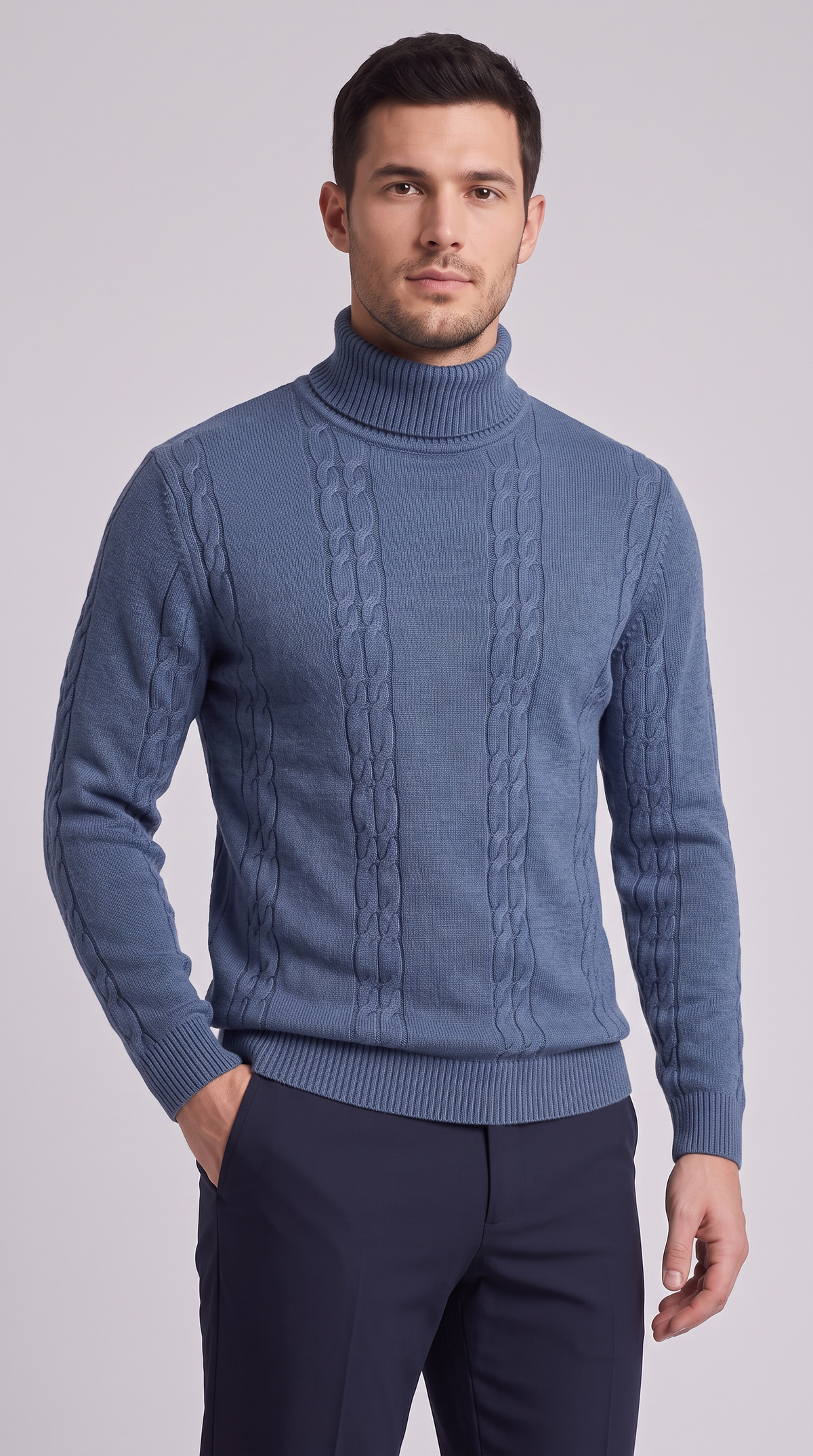 The Alba Turtleneck - Serene Blue