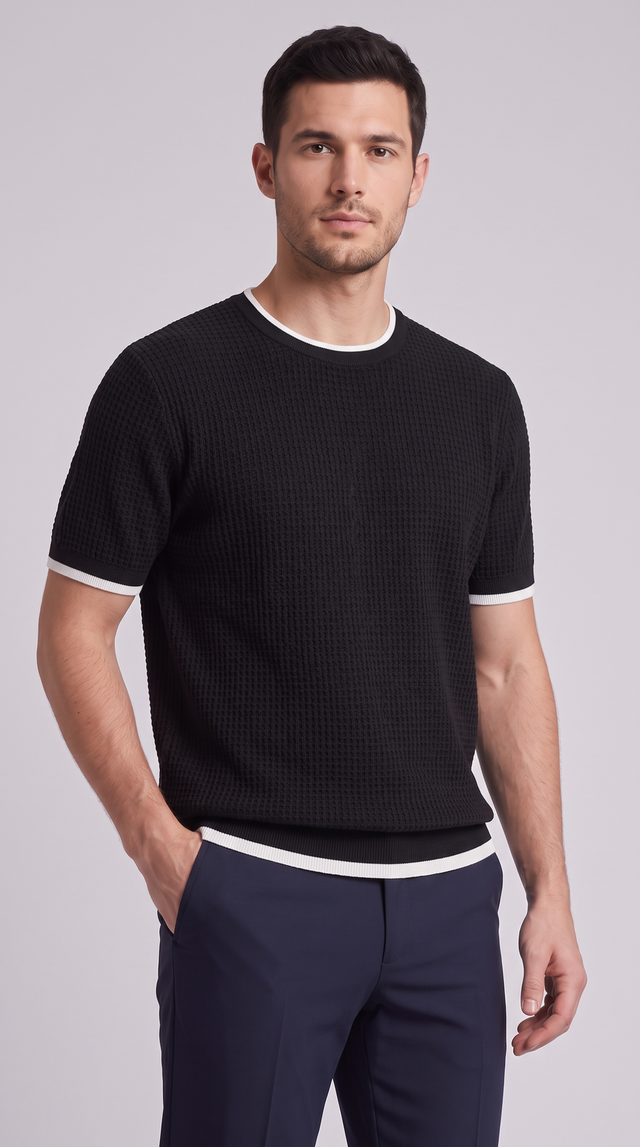 The Eleganza Knit Tee - Black
