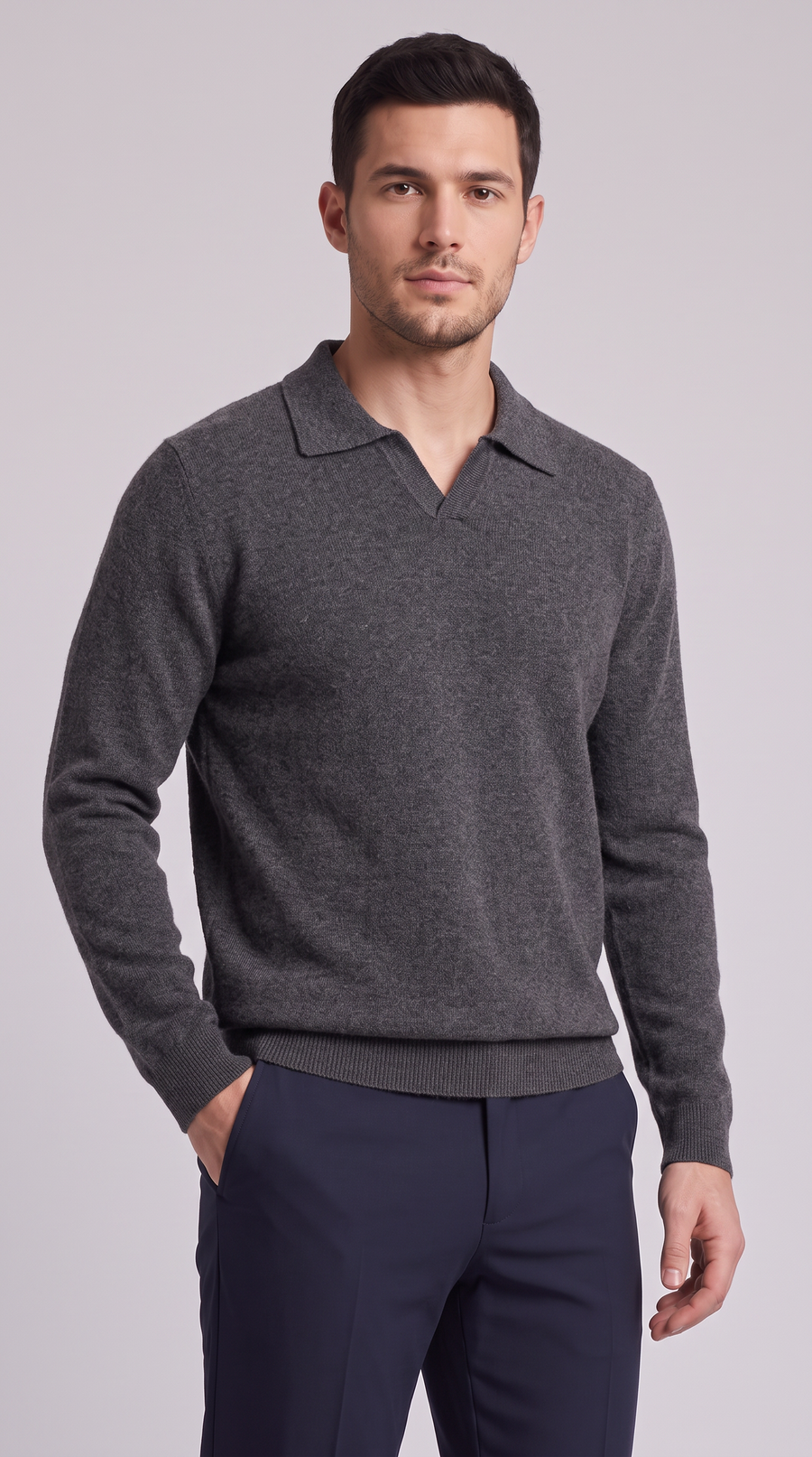 The Raffaele Knit Polo - Dark Gray