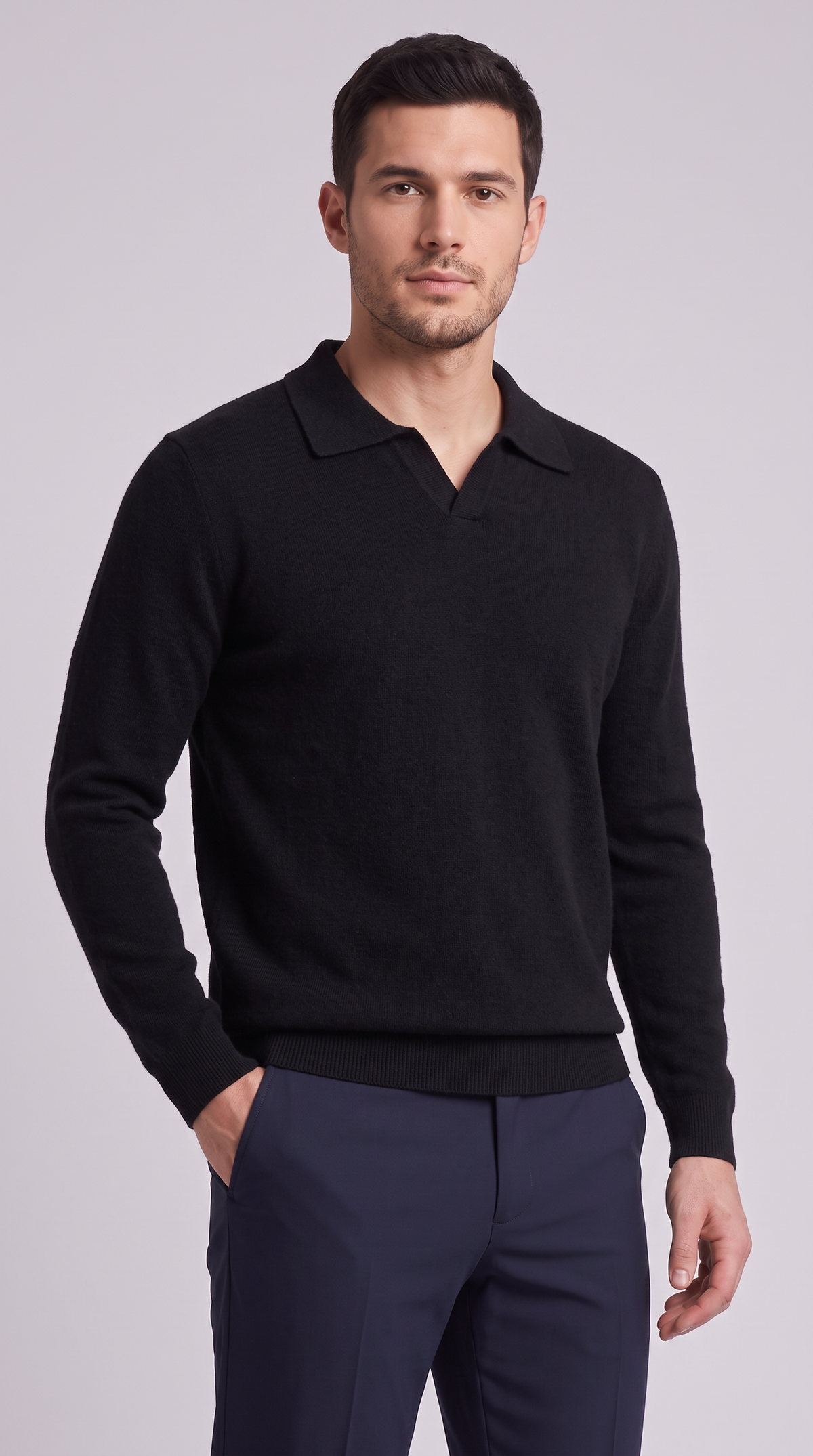 The Raffaele Knit Polo - Black