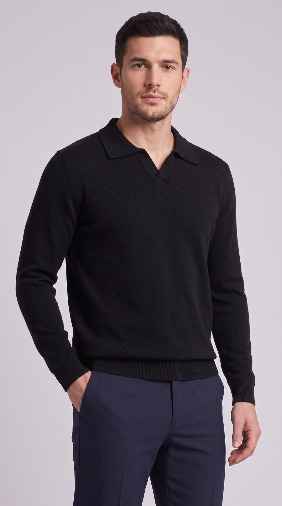 The Raffaele Knit Polo - Black