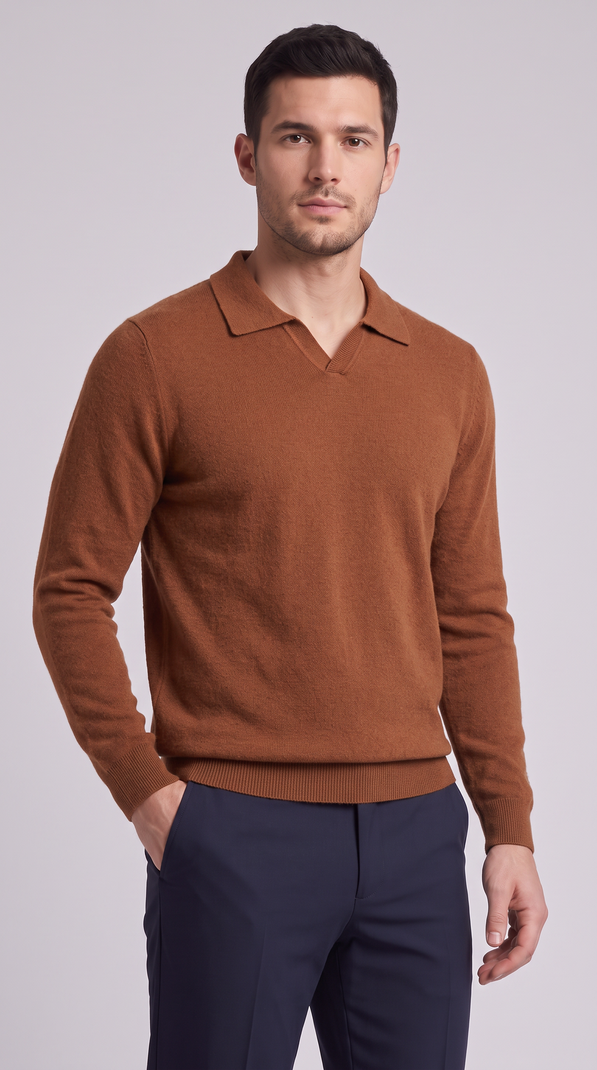 The Raffaele Knit Polo - Caramel Color
