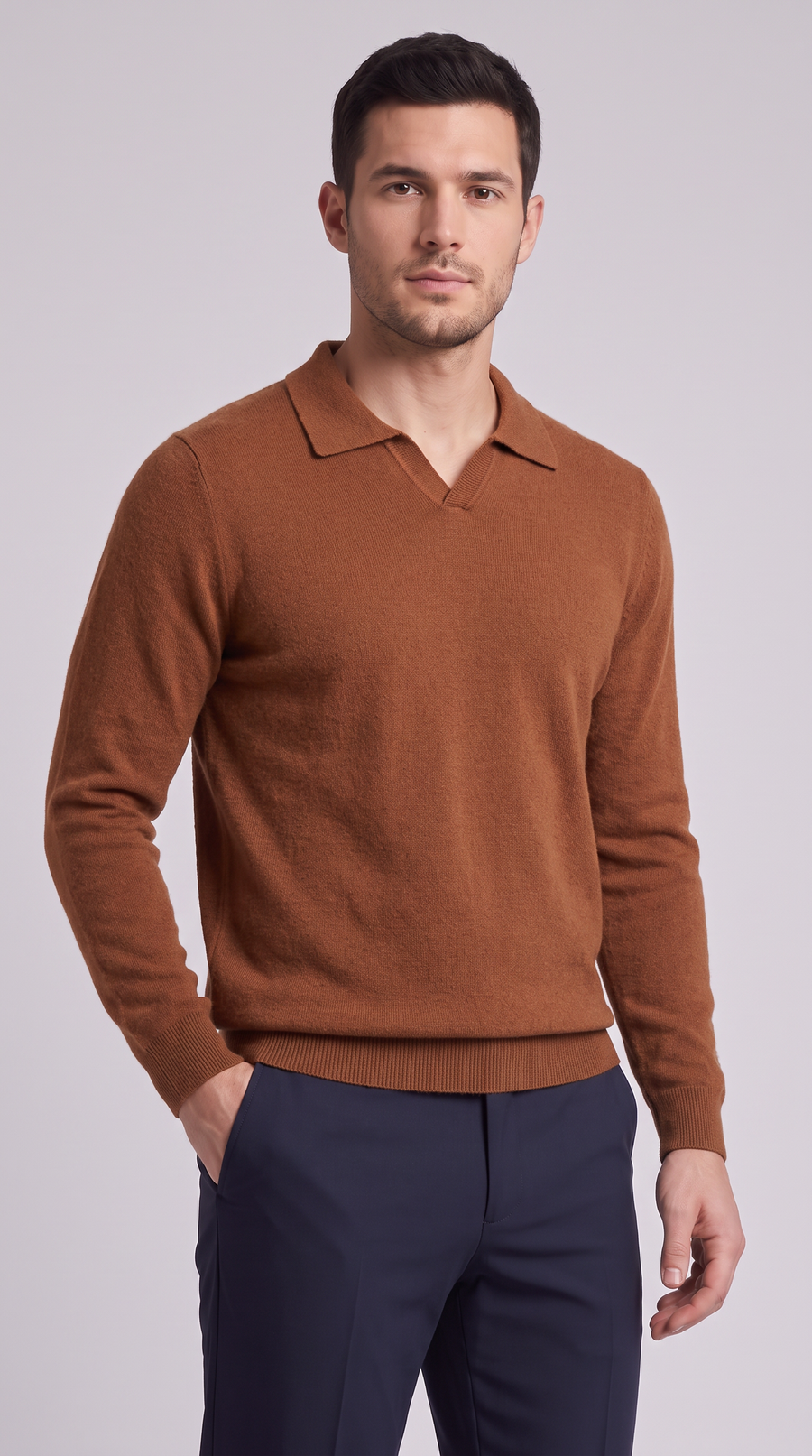 The Raffaele Knit Polo - Caramel Color