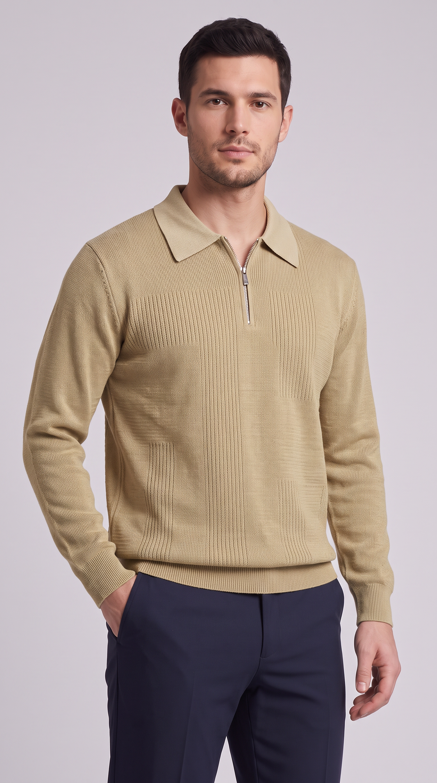 The Marco Zip Polo - Khaki