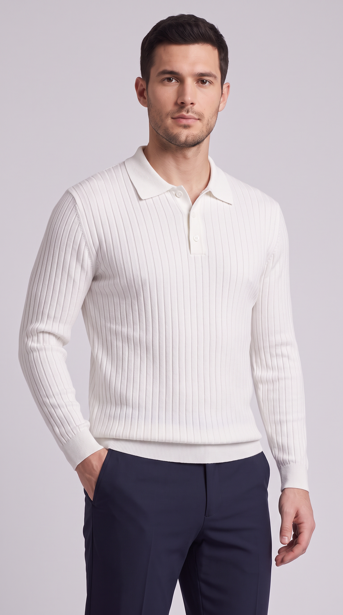 The Siena Ribbed Polo - White