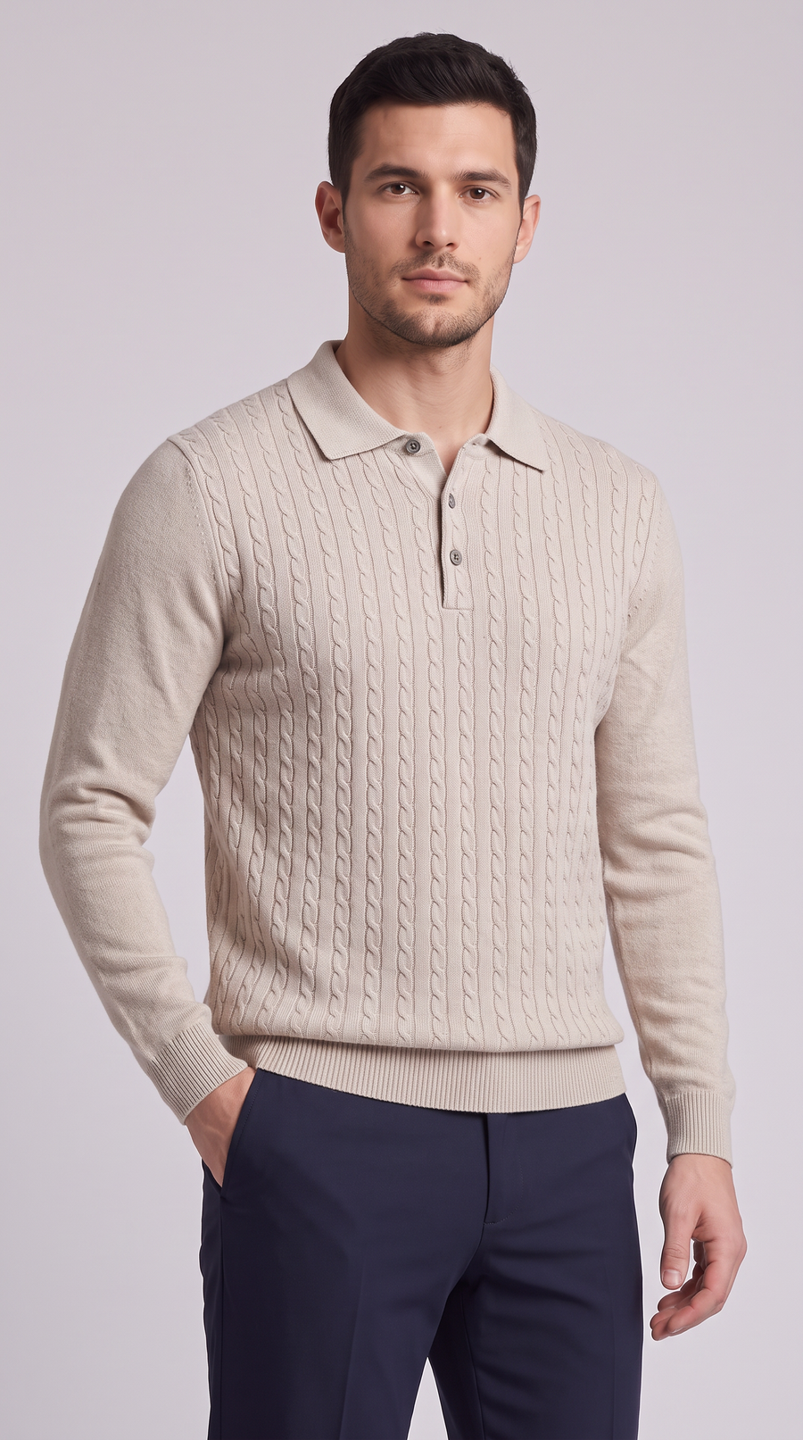 The Dante Textured Polo - Light Beige