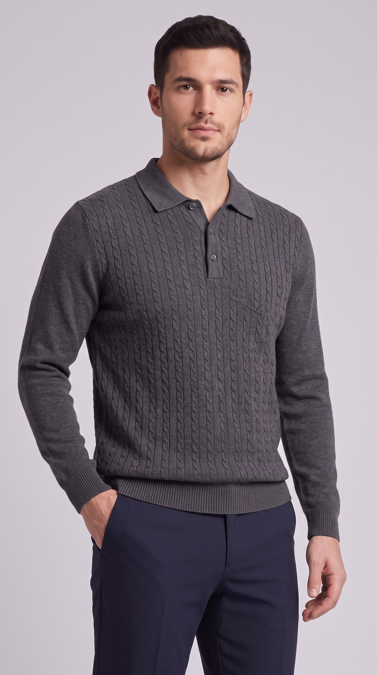 The Dante Textured Polo - Dark Gray