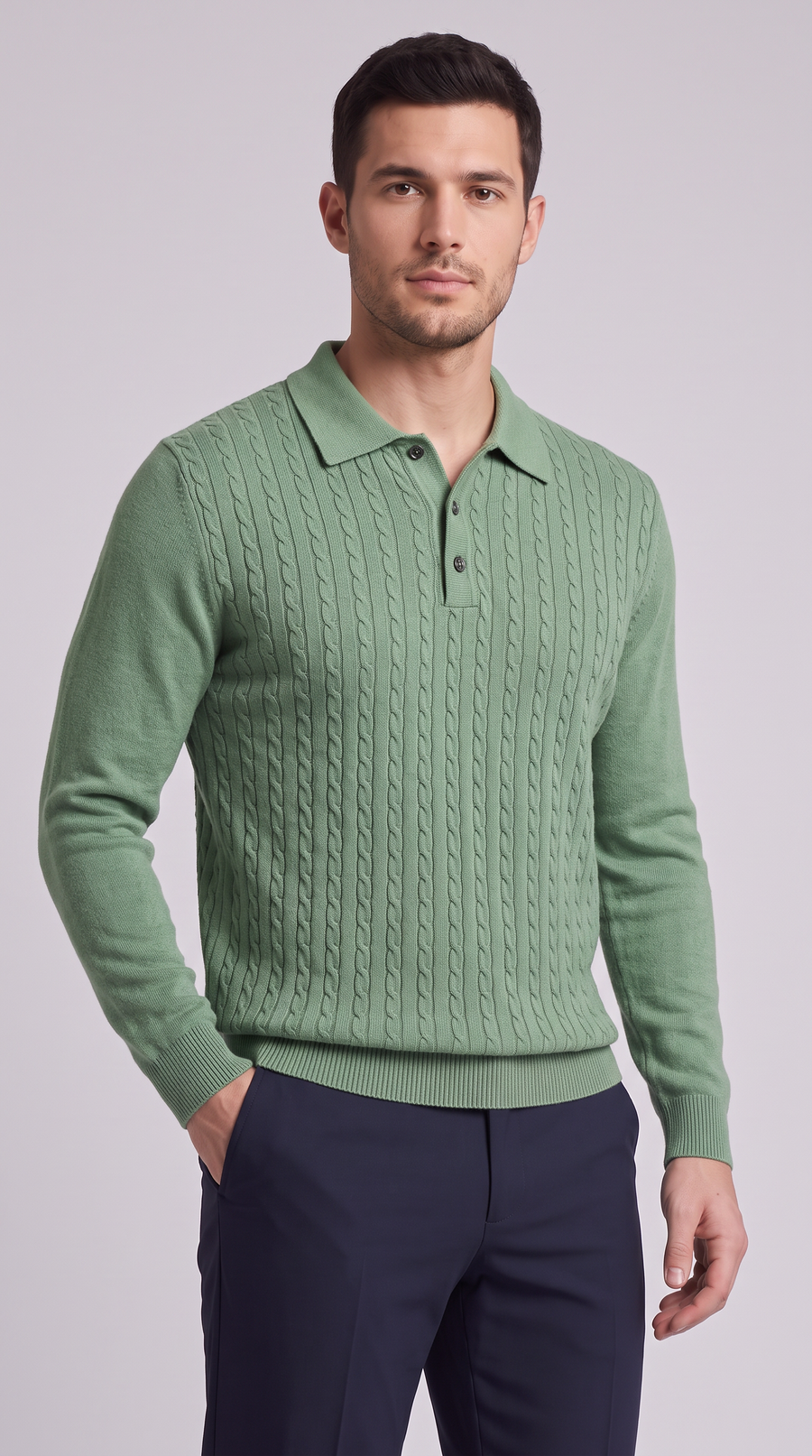 The Dante Textured Polo - Grass Leaf Green