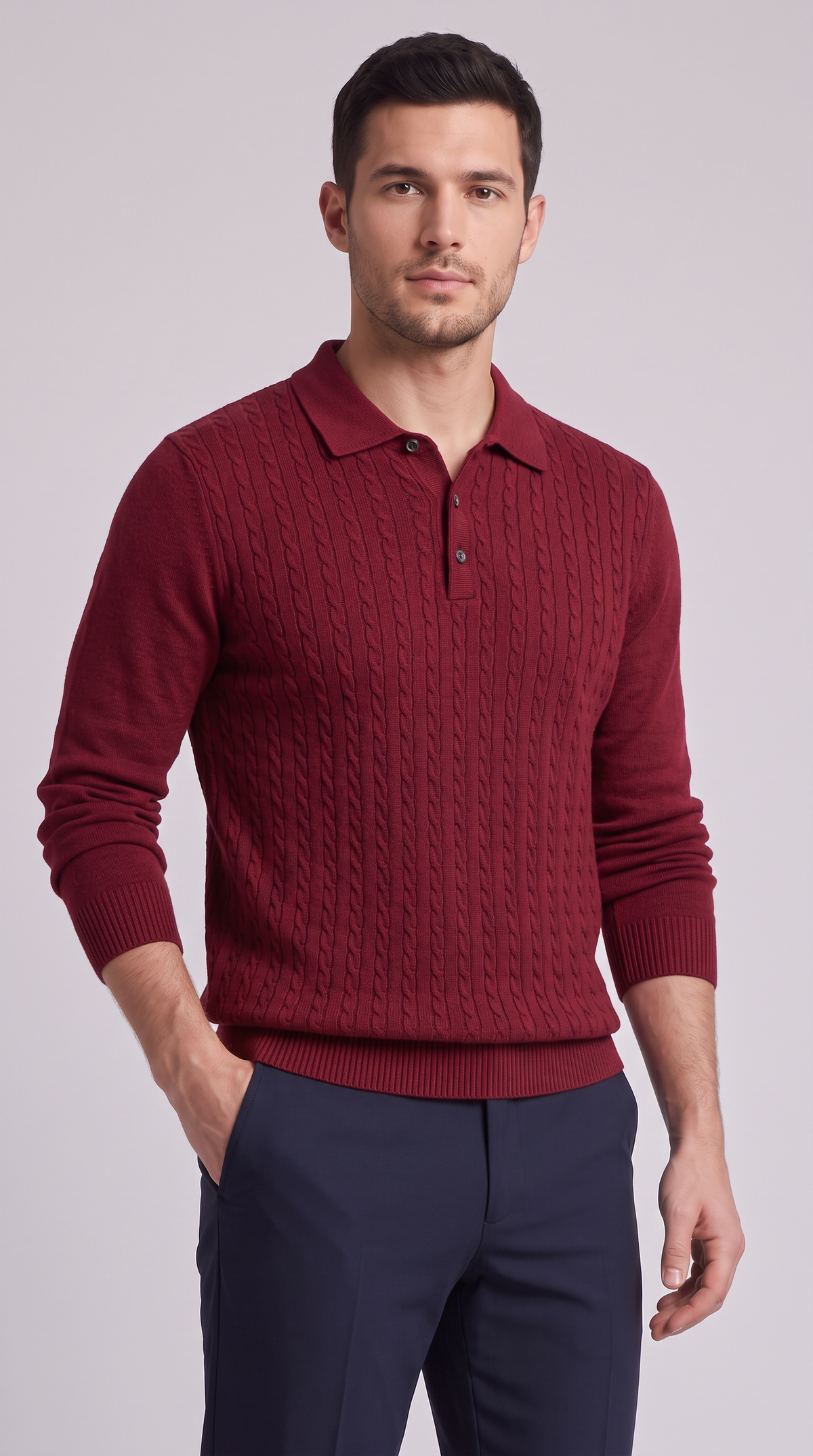 The Dante Textured Polo - Wine Red