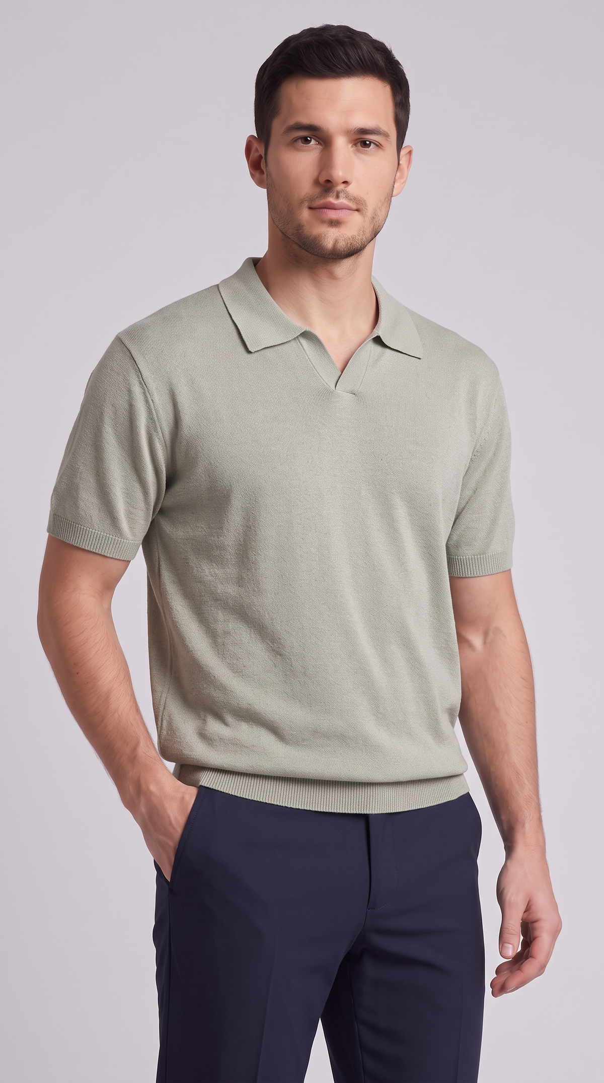 The Sorrento Knit Polo - Light Green