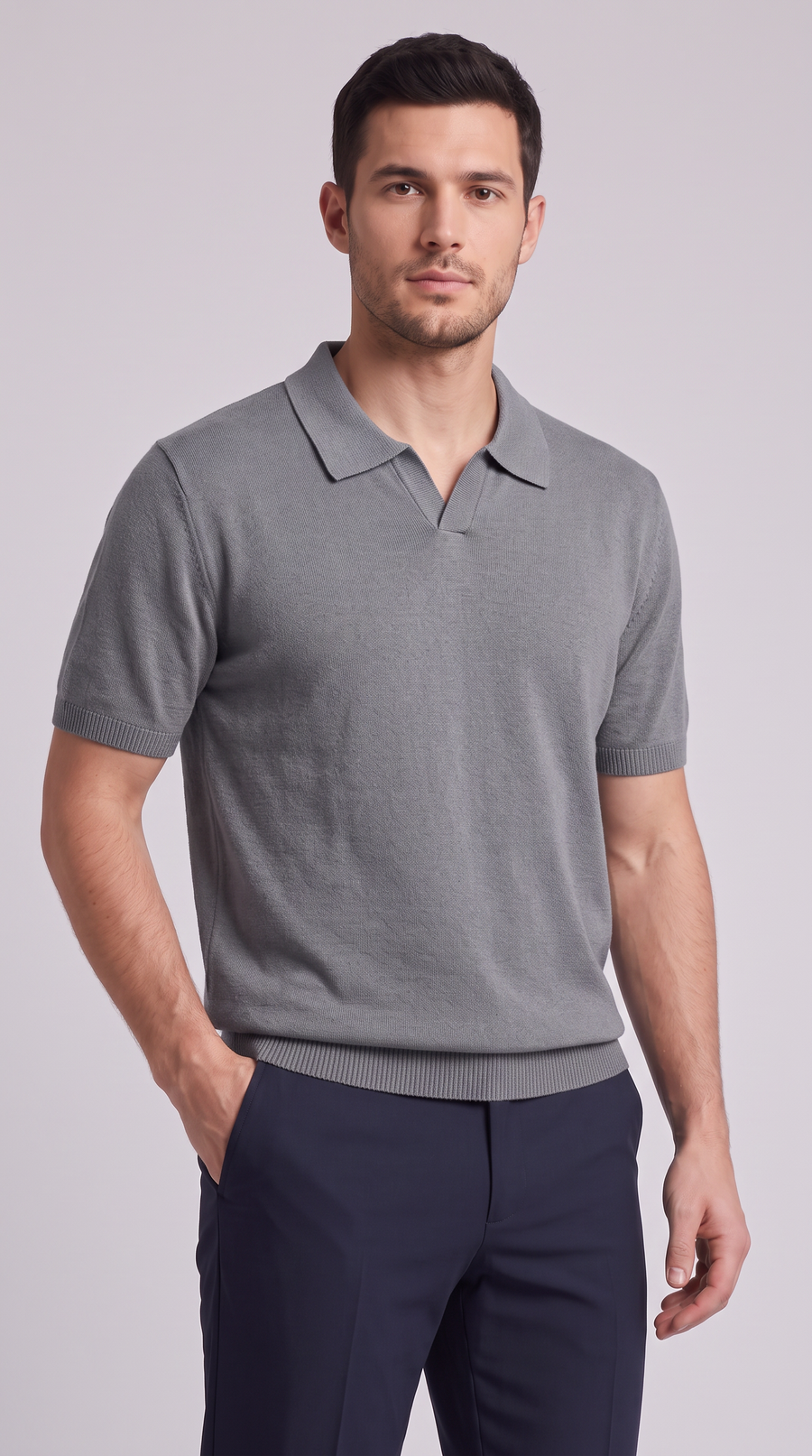 The Sorrento Knit Polo - Medium Gray