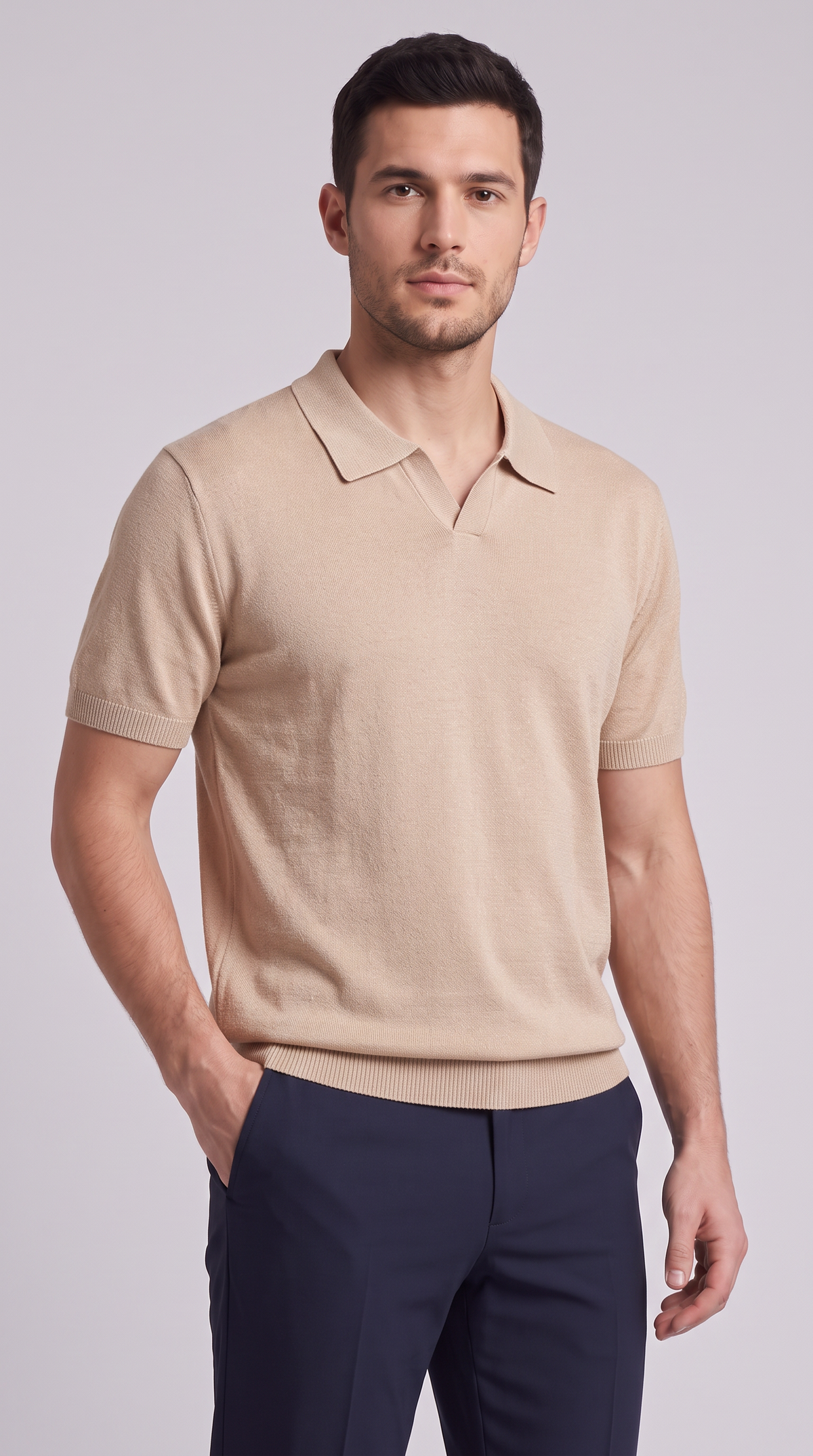 The Sorrento Knit Polo - Apricot