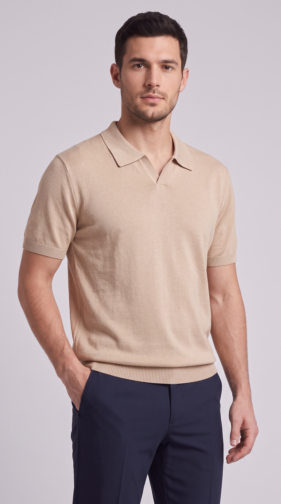 The Sorrento Knit Polo - Apricot
