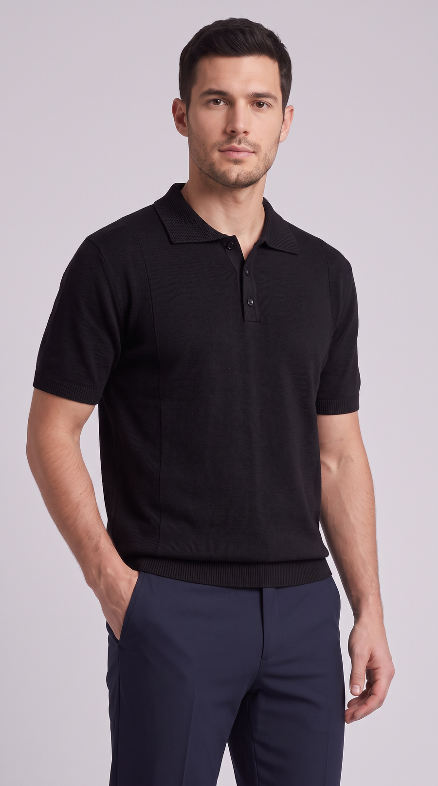 The Amalfi Knit Polo - Black