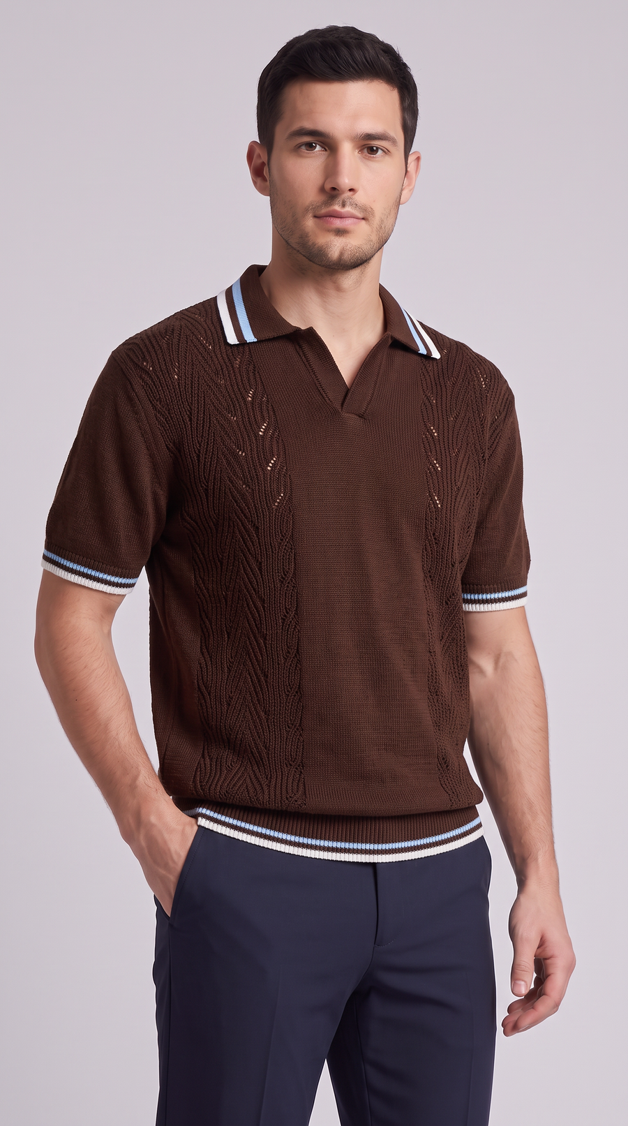 The Pienza Knit Tee - Dark Brown