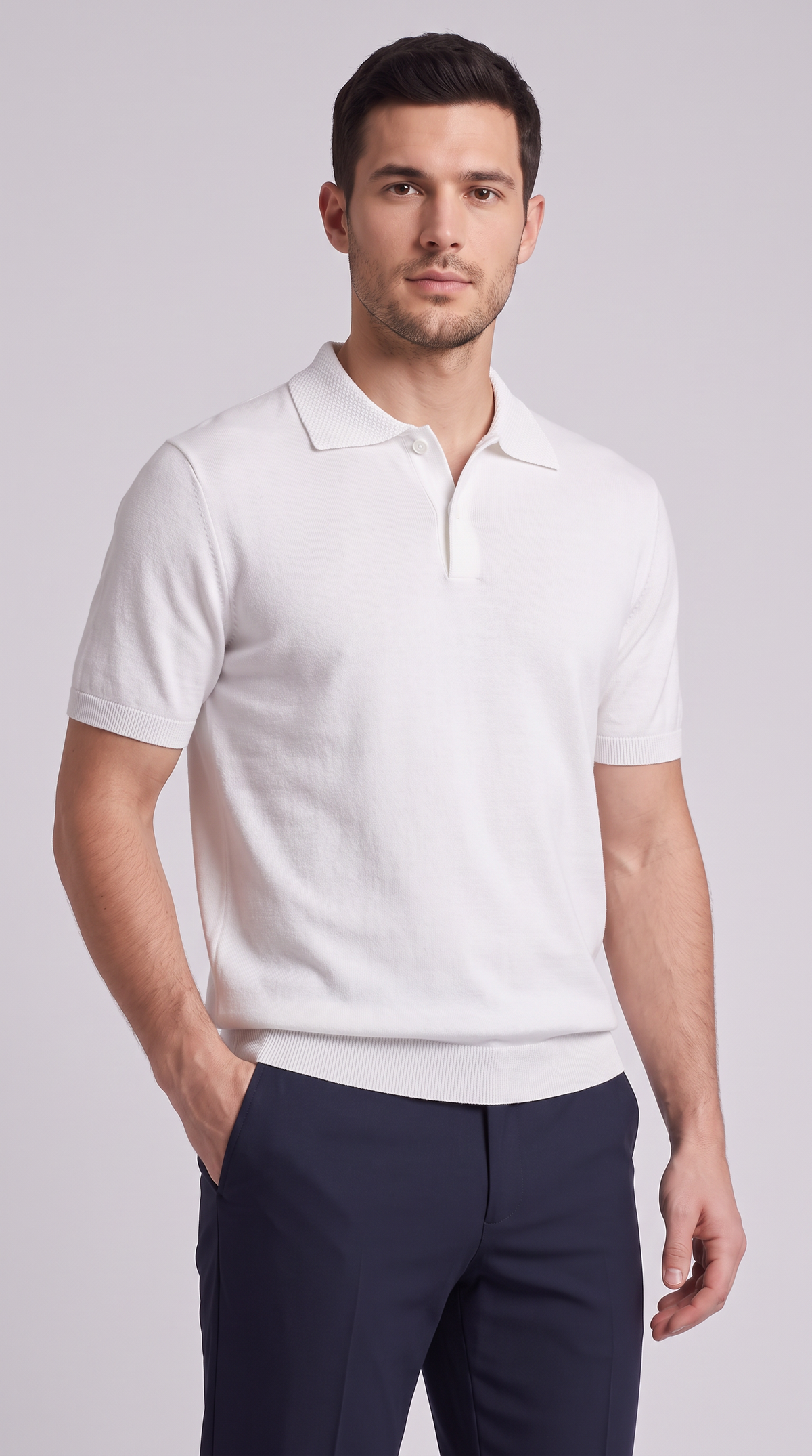The Amalfi Knit Polo - White