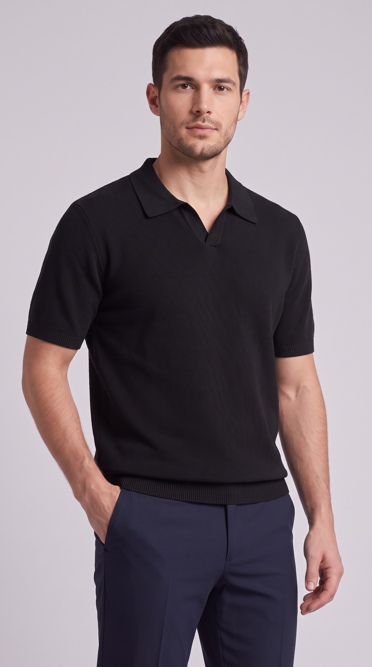 The Sorrento Knit Polo - Black