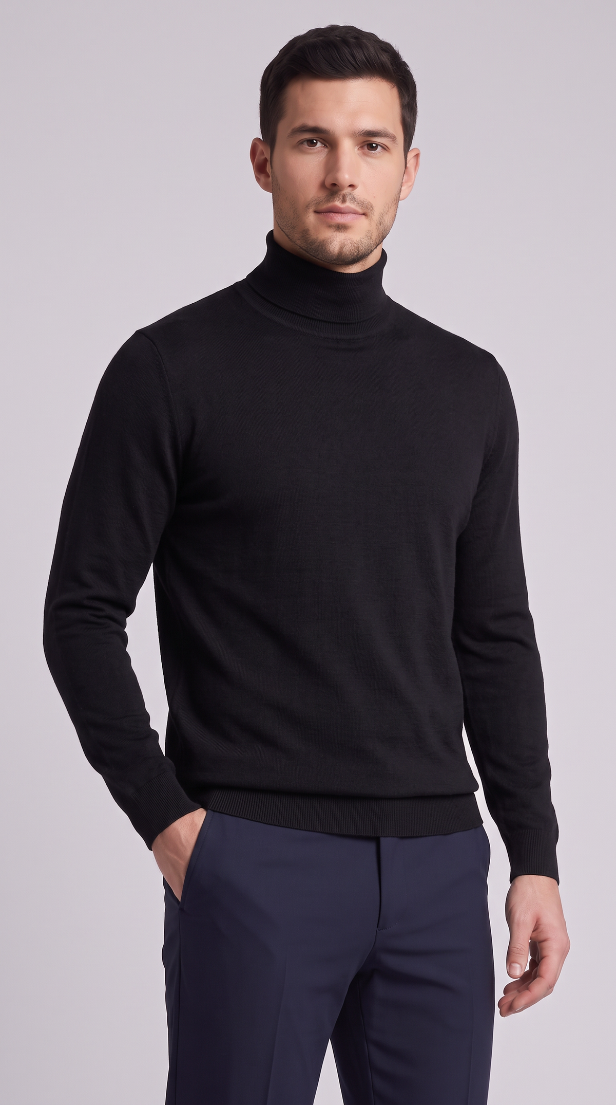 The Alba Fine Turtleneck - Black