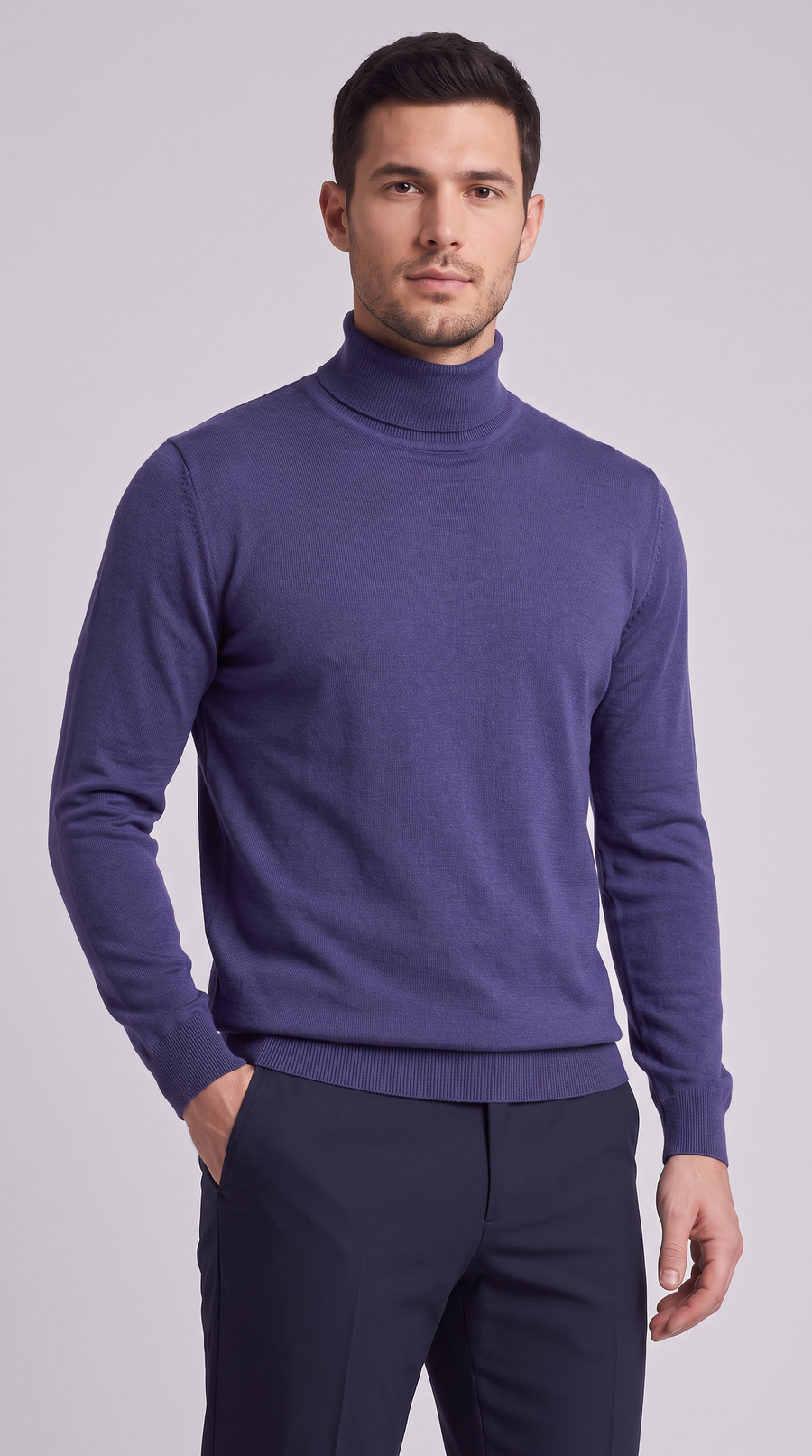 The Alba Fine Turtleneck - Purplish Blue